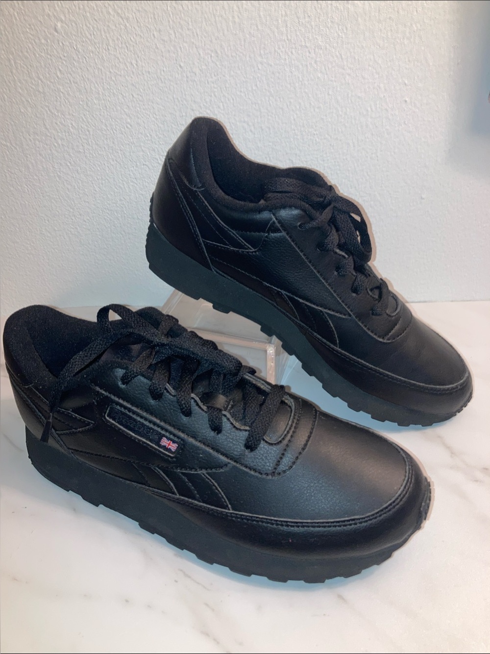 Reebok Women's Black Leather Classic Lace-Up Sneakers